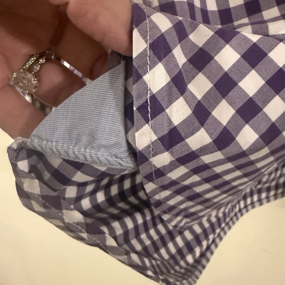 J. Crew Men's Slim‎ Shirt Size XL Purple Gingham Preppy Career Polished Trendy - Picture 7 of 13